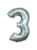 Large Number 3 Silver Foil Balloon N34