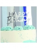 Ukras CAKE TOPPER-Happy Birthday Silver