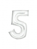 Large Number Silk Lustre 5 White Foil Balloon N34